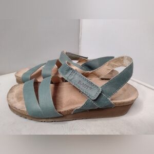 Naot Womens Kayla Wedge Sandal Size 8  39 Blue Leather Cork Comfort B3